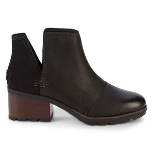 SOREL, sz 8.5, Cate Cutout Suede & Pebbled Leather Booties
